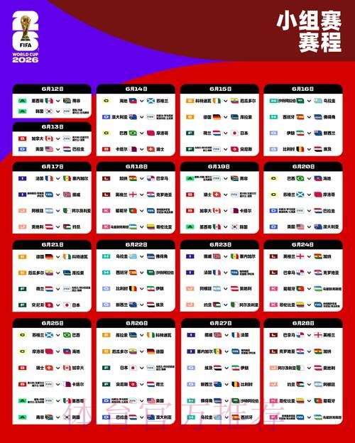 2026世界杯小组赛赛程官方发布比赛时间表官网入口